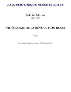 L’Idéologie de la Révolution russe by Minski, book cover