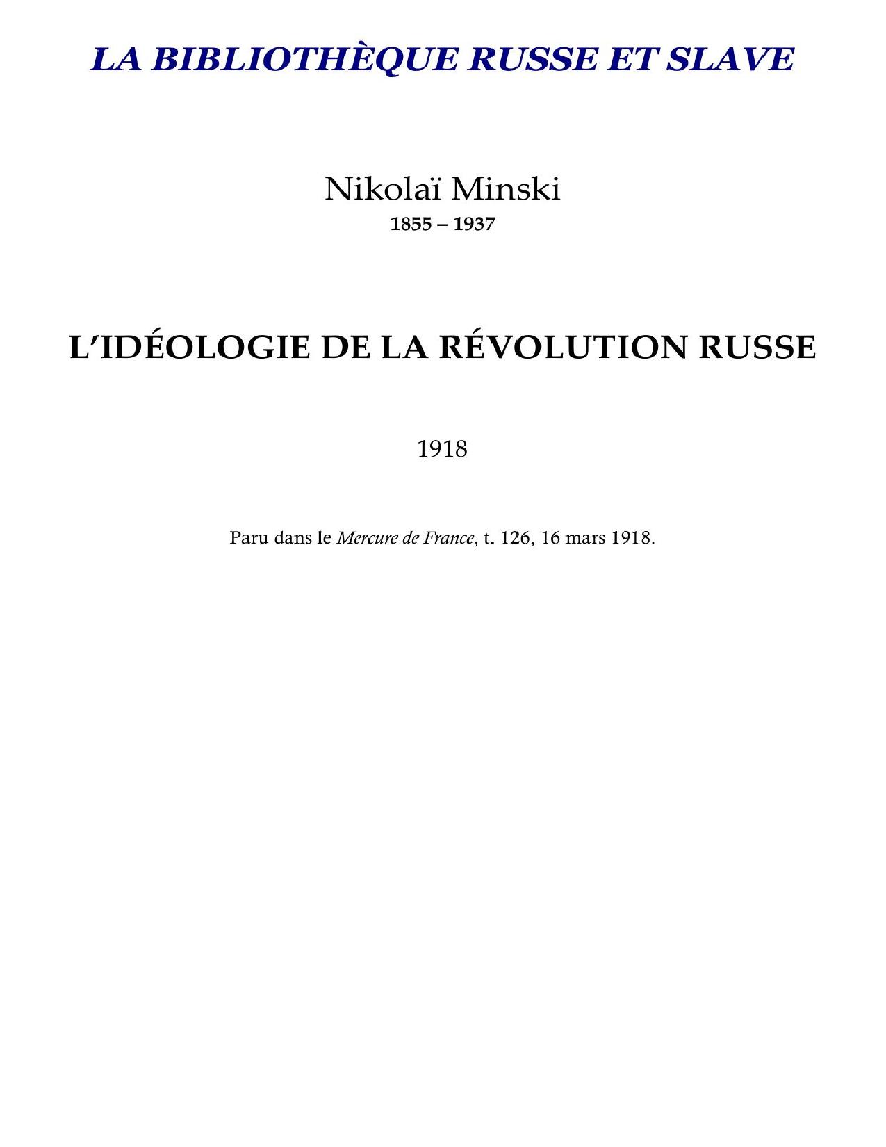 LIdeologie De La Revolution Russe