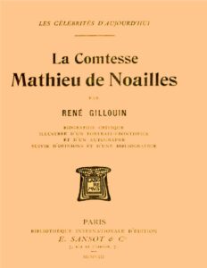 La Comtesse Mathieu de Noailles by René Gillouin, book cover