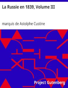 La Russie en 1839, Volume III, couverture du livre