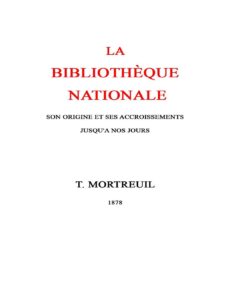 La bibliothèque nationale, couverture du livre