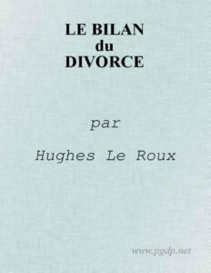 Le Bilan du Divorce by Hugues Le Roux, book cover