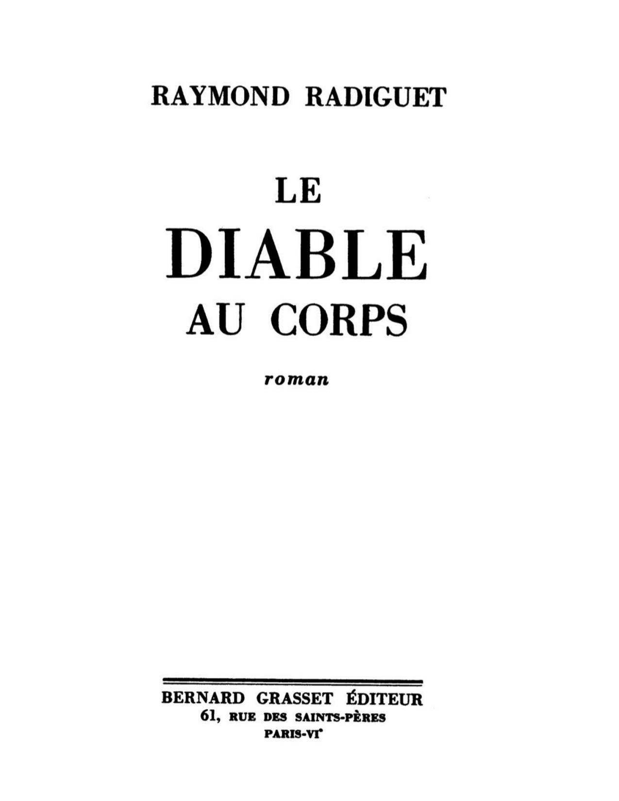 Le Diable Au Corps Roman