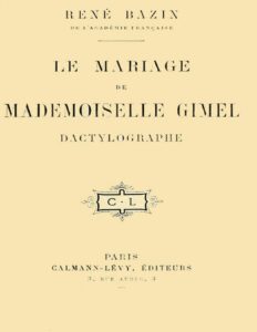 Le Mariage de Mademoiselle Gimel, Dactylographe, couverture du livre