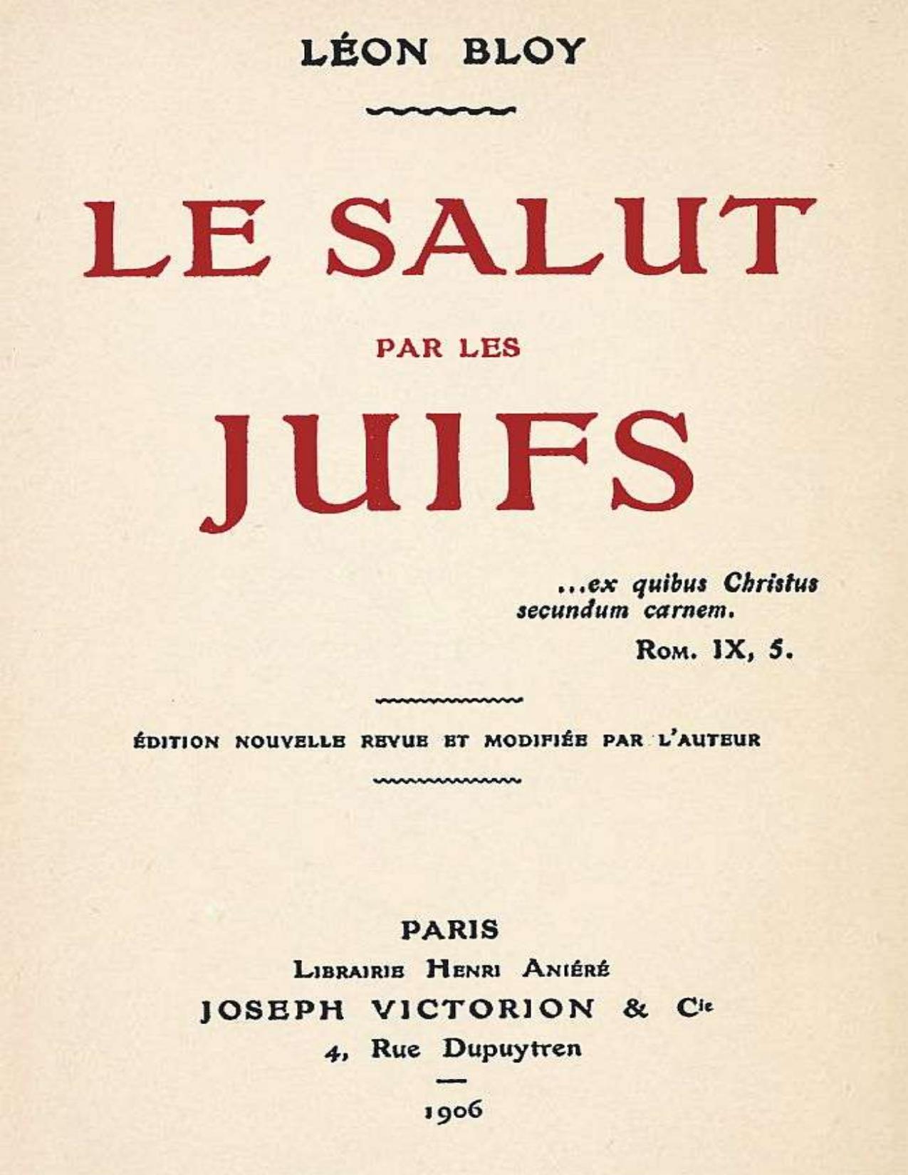 Le Salut Par Les Juifs Edition Nouvelle Revue Et Modifiee