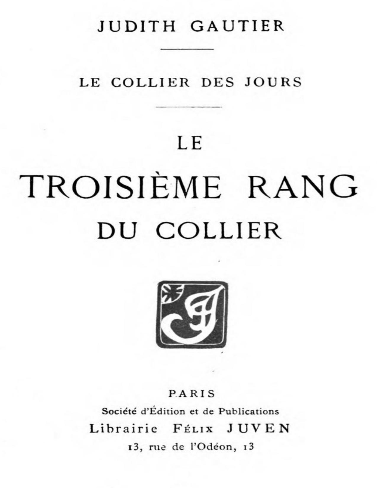 Le Collier Des Jours Le Troisieme Rang Du Collier