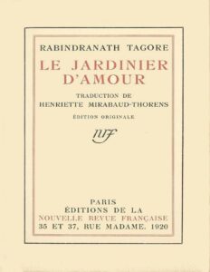Le jardinier d’amour by Rabindranath Tagore, book cover
