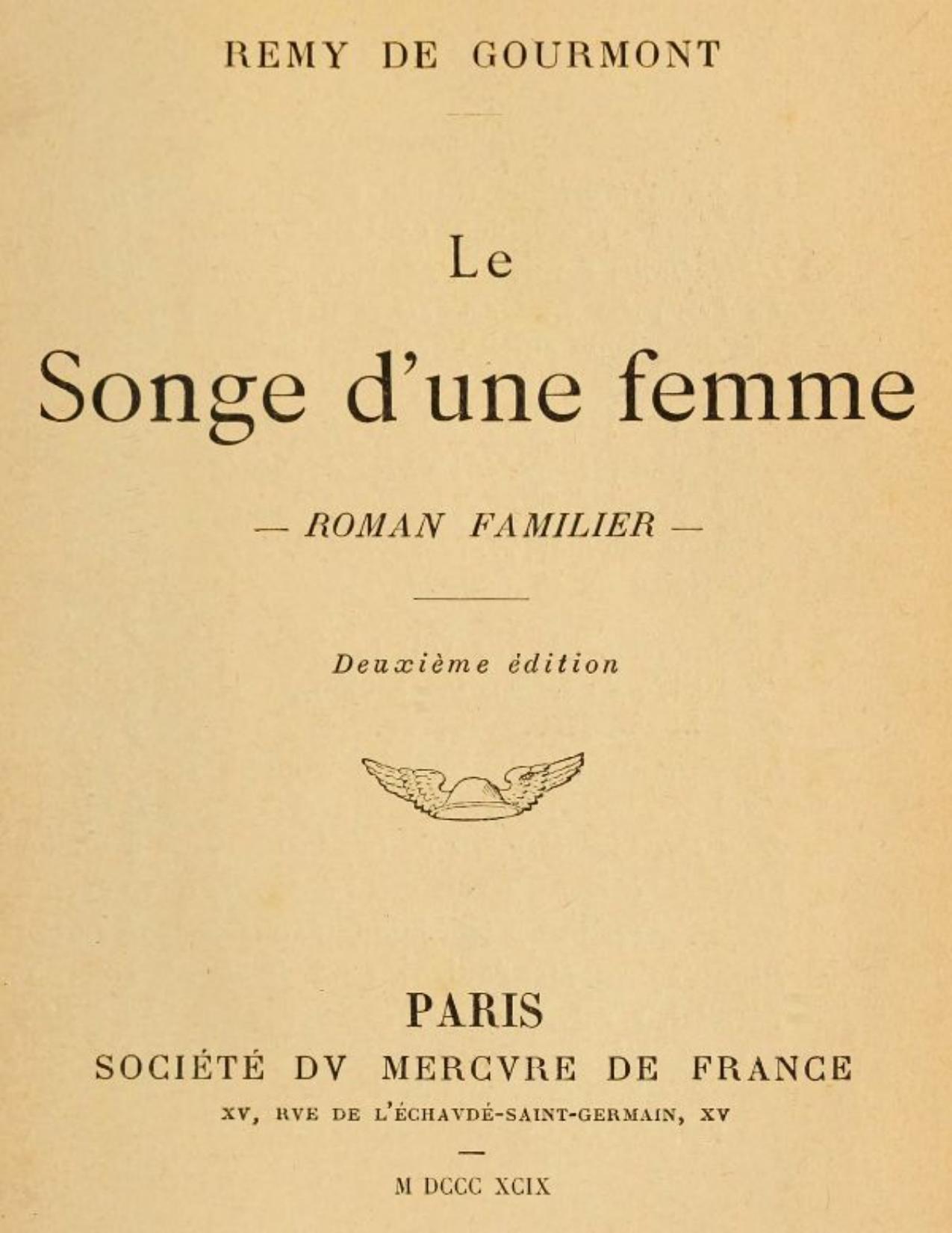Le Songe Dune Femme Roman Familier