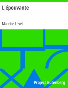 L&rsquo;épouvante, couverture du livre