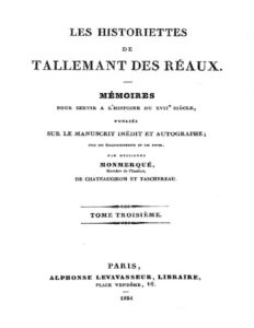 Les historiettes de Tallemant des Réaux, tome troisième / Mémoires pour servir à l&rsquo;histoire du XVIIe siècle, couverture du livre