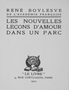 Les nouvelles leçons d’amour dans un parc by René Boylesve, book cover