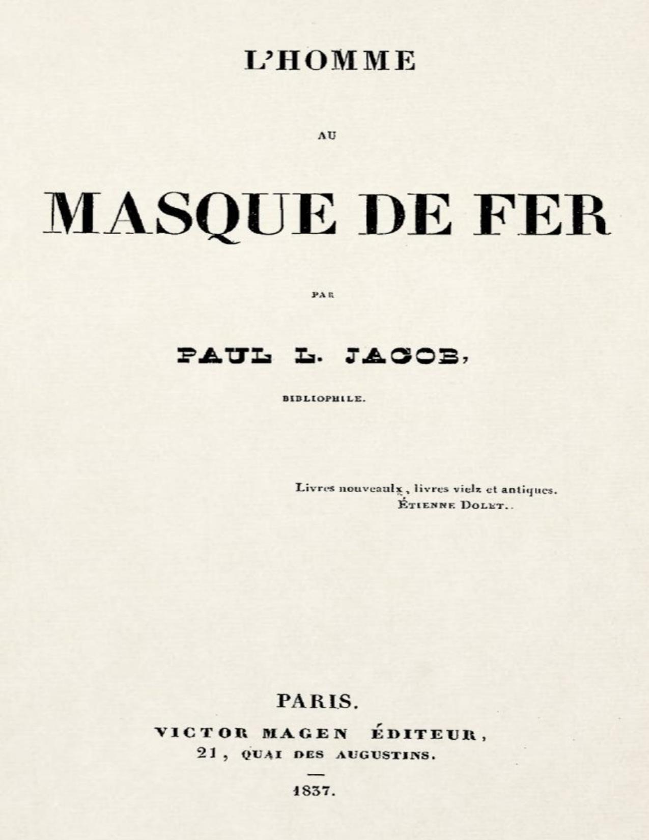 Lhomme Au Masque De Fer