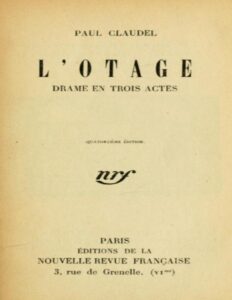 L&rsquo;otage: Drame en trois actes, couverture du livre
