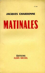 Matinales by Jacques Chardonne, book cover
