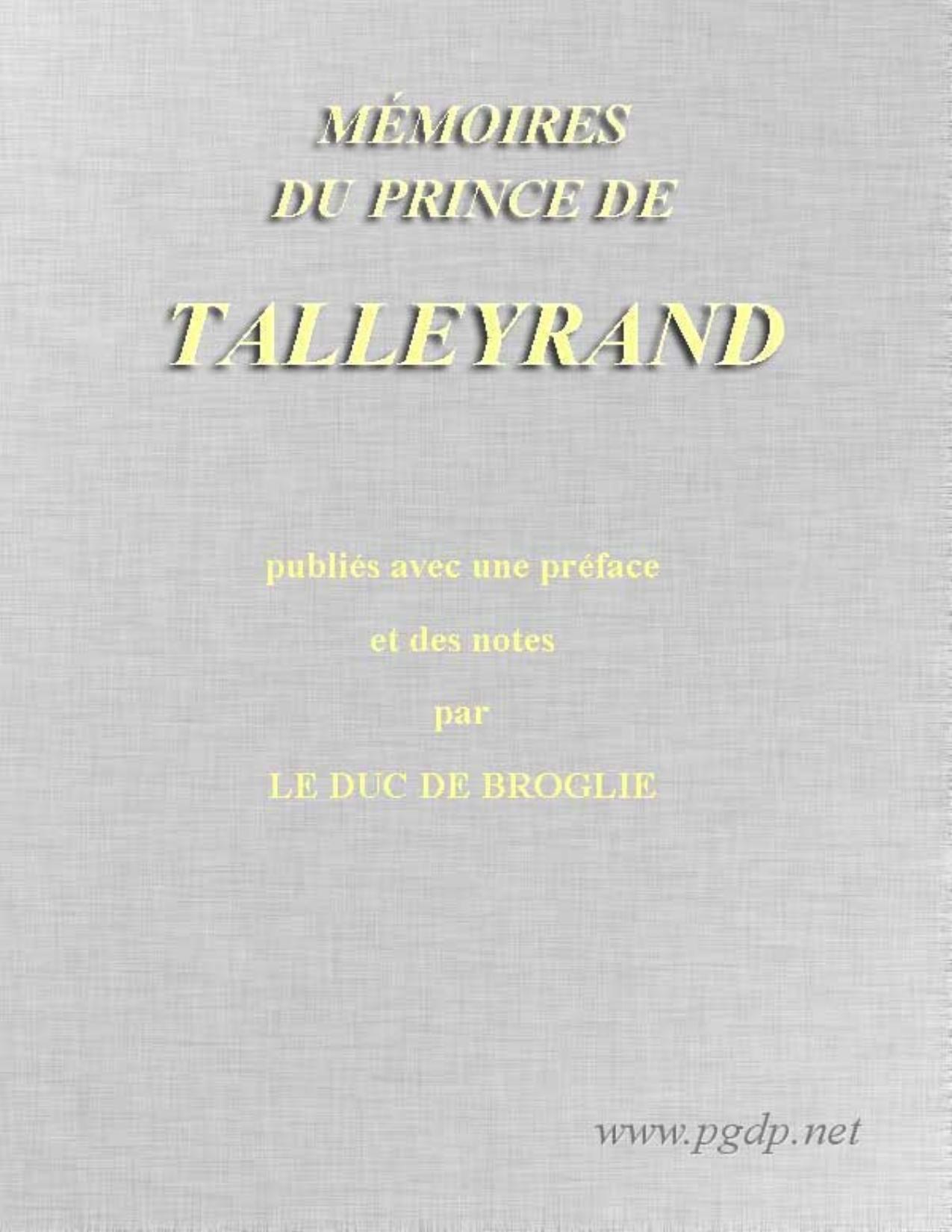 Memoires Du Prince De Talleyrand Volume 5
