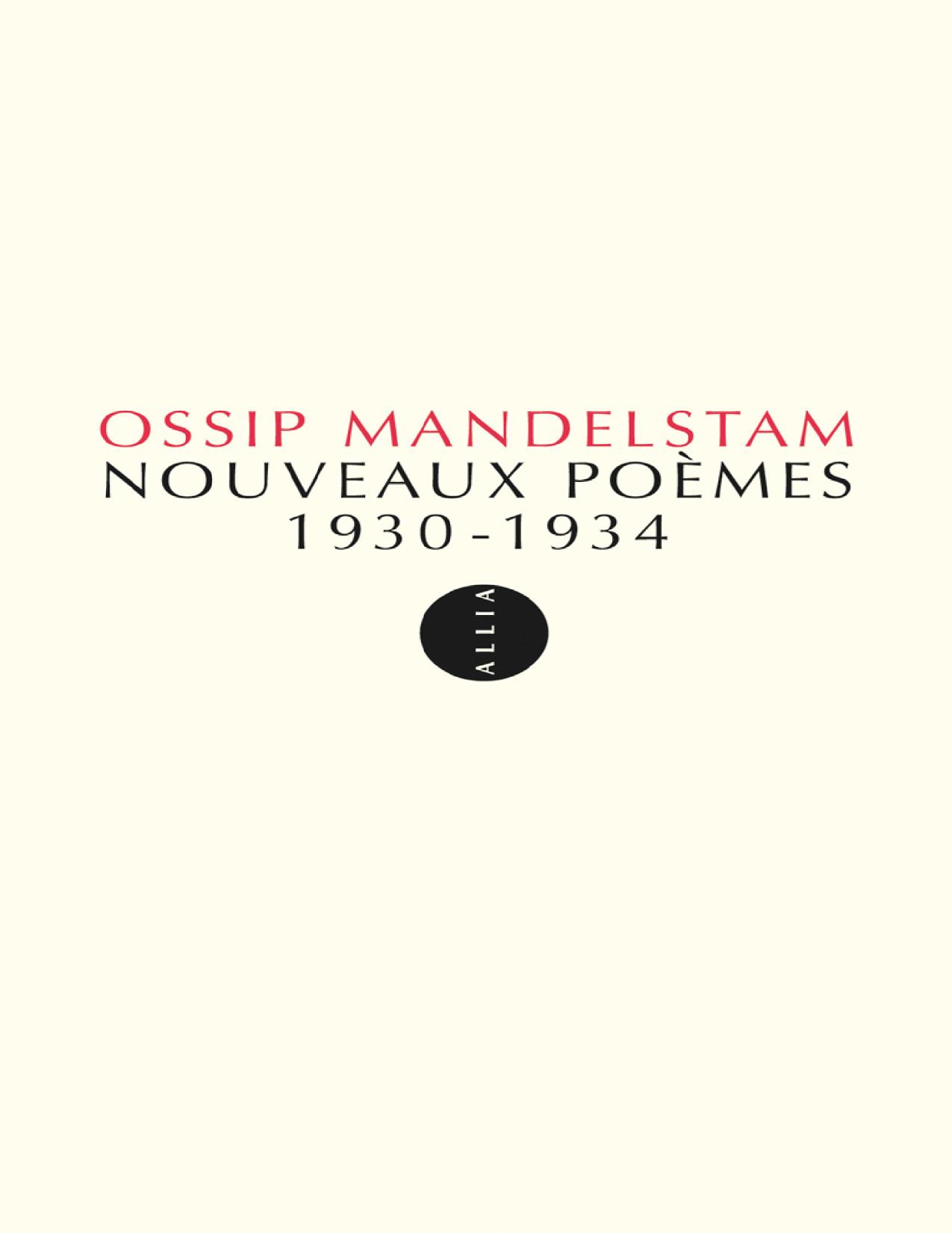 Nouveaux Poemes 1930 1934