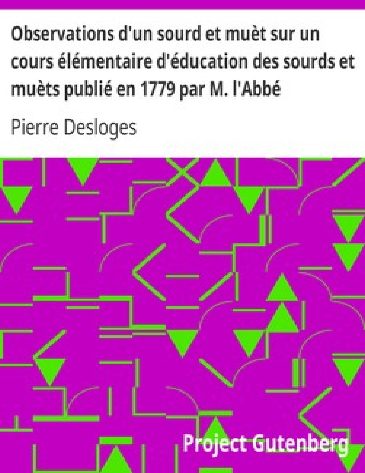 Observations Dun Sourd Et Muet Sur Un Cours Elementaire De