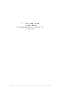 OceanofPDF.com La cour pontificale au XVIe siecle dAlexandre VI a Clement VIII French Edition, couverture du livre