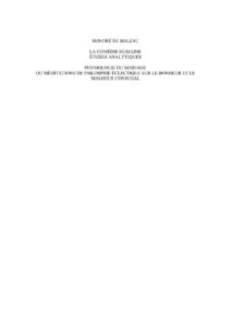 PHYSIOLOGIE DU MARIAGE