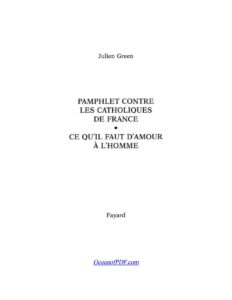 Pamphlet Contre Les Catholiques De France Suivi De Ce Quil