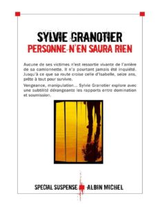 Personne n’en saura rien by Sylvie Granotier, book cover