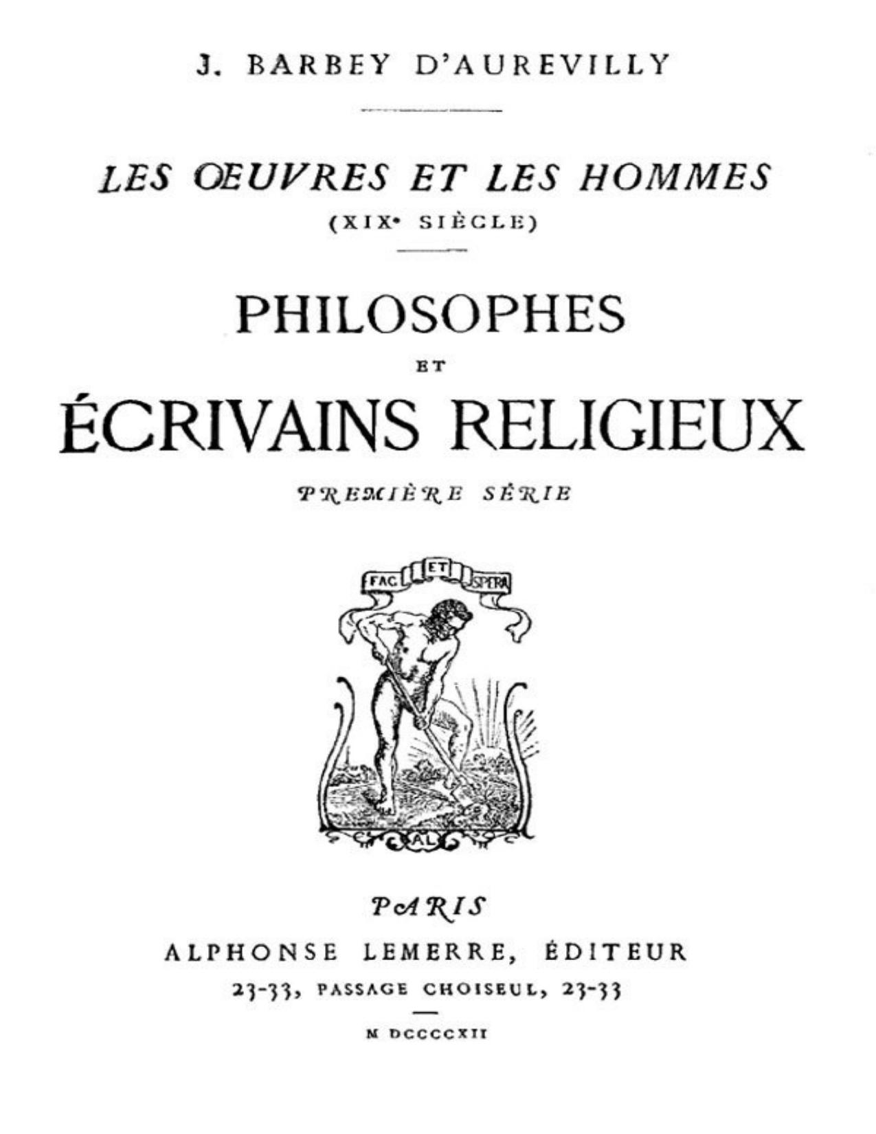Philosophes Et Ecrivains Religieux