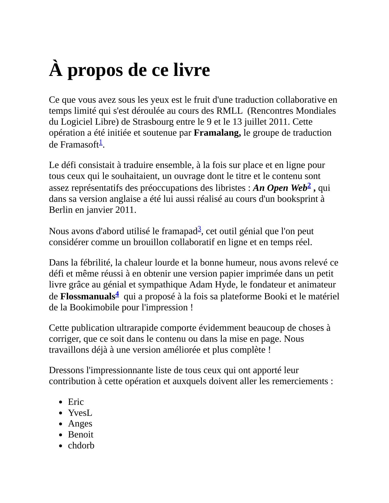 Pour Un Web Ouvert