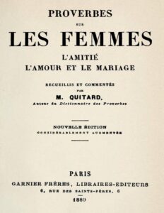 Proverbes sur les femmes, l&rsquo;amitié, l&rsquo;amour et le mariage, couverture du livre
