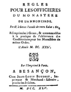 Regles pour les officieres du monastere de l’Annonciade, fondé à Genes l’année de notre Salut 1604 by Ordine della Santissima Annunziata, book cover