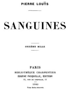 Sanguines, couverture du livre
