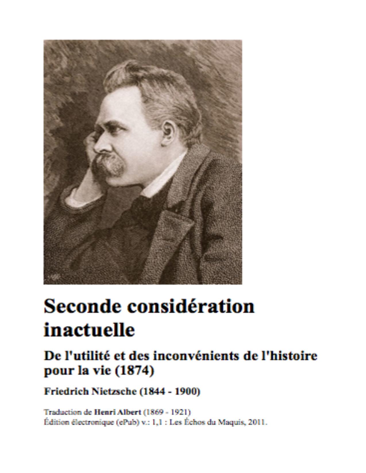 Seconde Consideration Inactuelle 1874