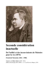 Seconde considération inactuelle by Nietzsche, book cover