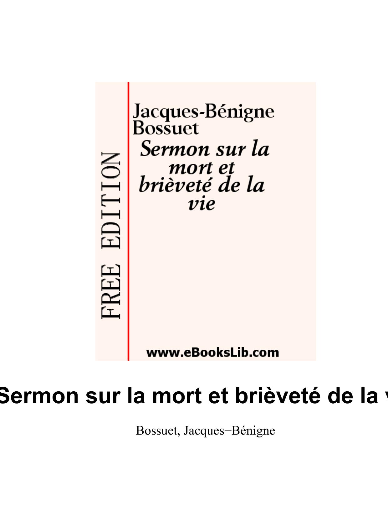 Sermon Sur La Mort Et Brievete De La Vie