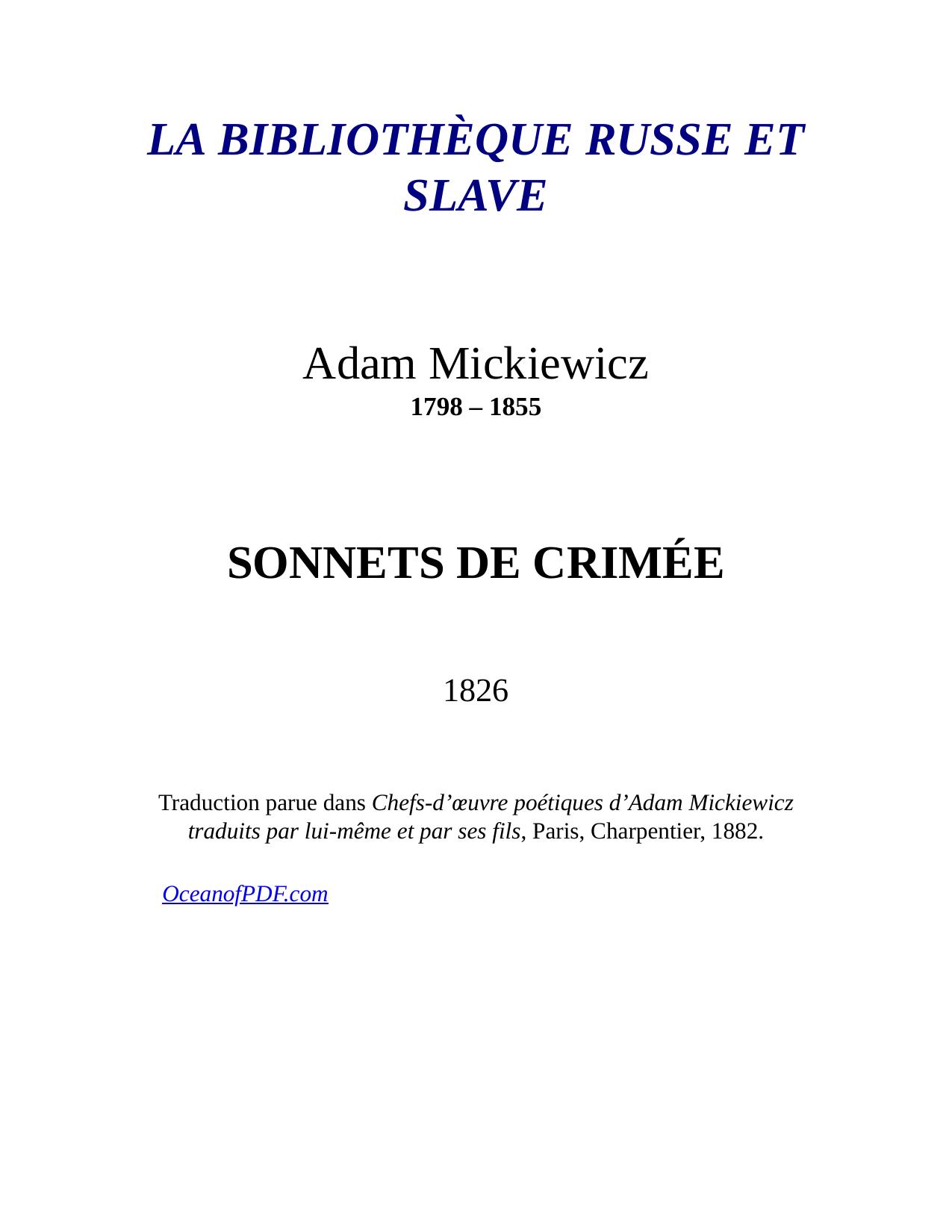 Sonnets De Crimee