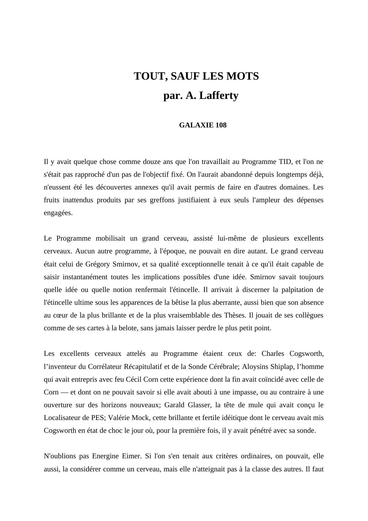 TOUT SAUF LES MOTS