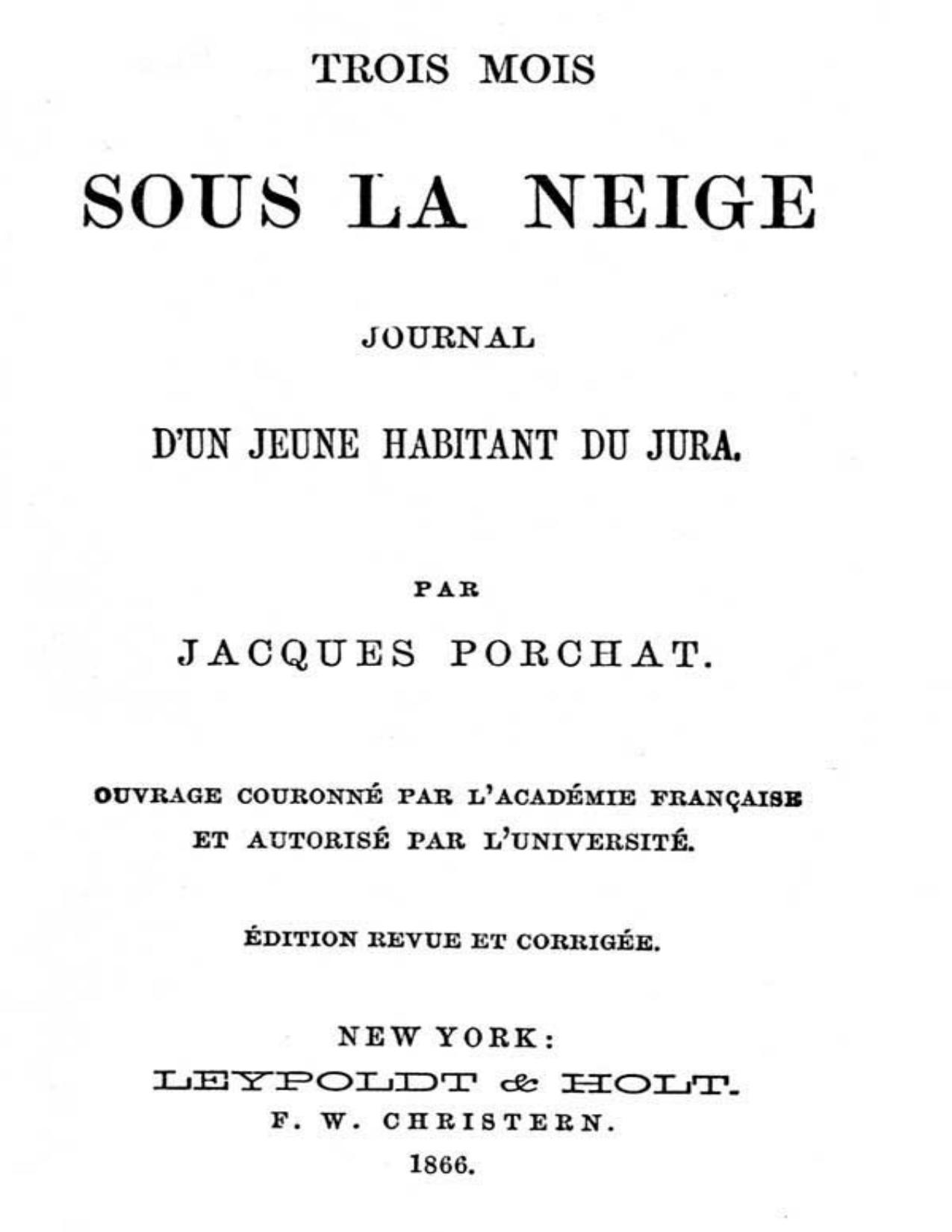 Trois Mois Sous La Neige Journal Dun Jeune Habitant Du Jur
