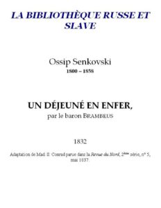 Un déjeuné en enfer by Senkovski, book cover