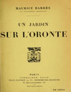 Un jardin sur l&rsquo;Oronte, couverture du livre