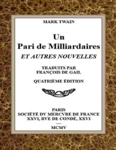 Un pari de milliardaires et autres nouvelles by Mark Twain, book cover
