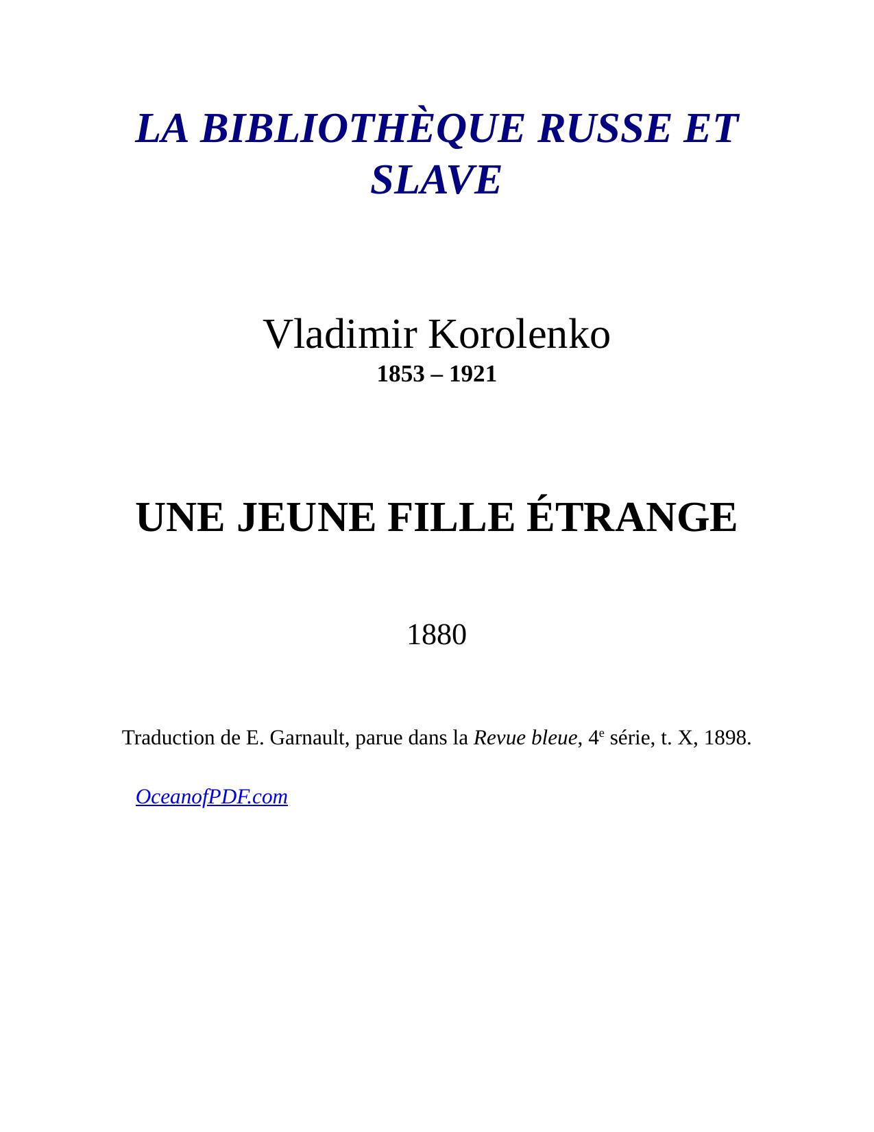 Une Jeune Fille Etrange