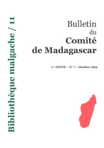11 – Bulletin du Comité de Madagascar – 1895-7, couverture du livre