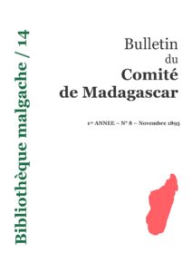 14 – Bulletin du Comité de Madagascar – 1895-8, couverture du livre
