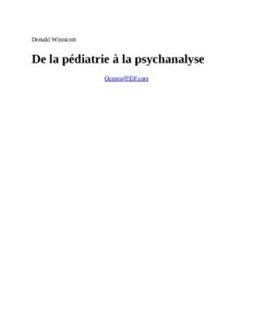 De la pédiatrie à la psychanalyse, couverture du livre