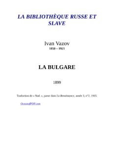 La Bulgare, couverture du livre