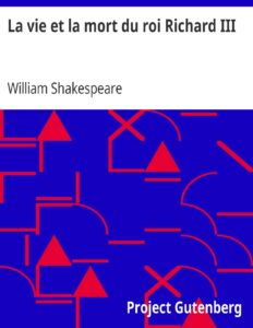 La vie et la mort du roi Richard III, couverture du livre