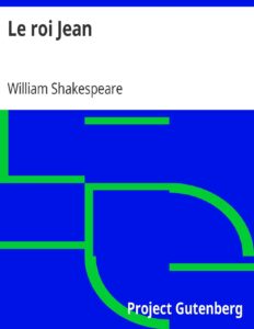 Le roi Jean, couverture du livre