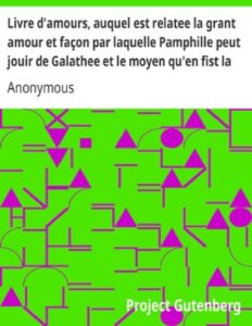 Livre d&rsquo;amours, auquel est relatee la grant amour et façon par laquelle Pamphille peut jouir de Galathee et le moyen qu&rsquo;en fist la maquerelle, couverture du livre