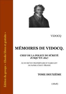 Mémoires DE Vidocq – Tome II, couverture du livre