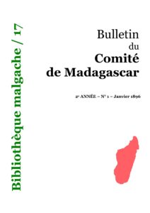 Bulletin du Comité de Madagascar — 2e année, no 1 (janvier 1896), couverture du livre