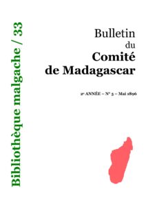 Bulletin du Comité de Madagascar — 2e année, no 5 (mai 1896), couverture du livre